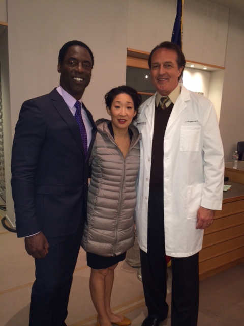 Isaiah Washington, Sandra Oh, Dar Dixon, Set of Grey's Anatomy, March 2014
