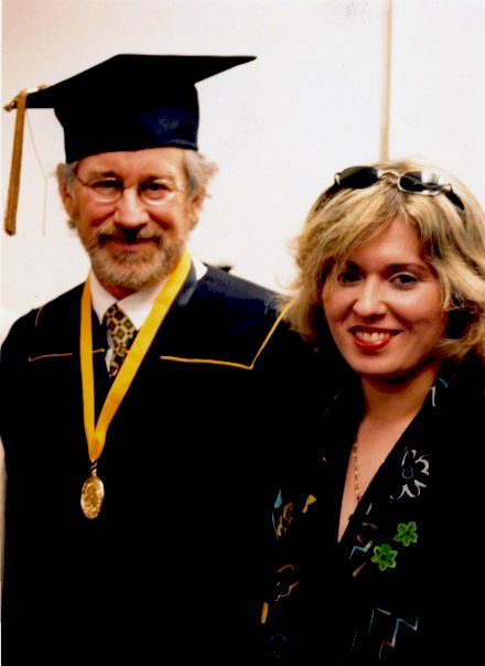 Graduation 2002, Farnaz Samiinia with Steven Spielberg at California State University, Long Beach