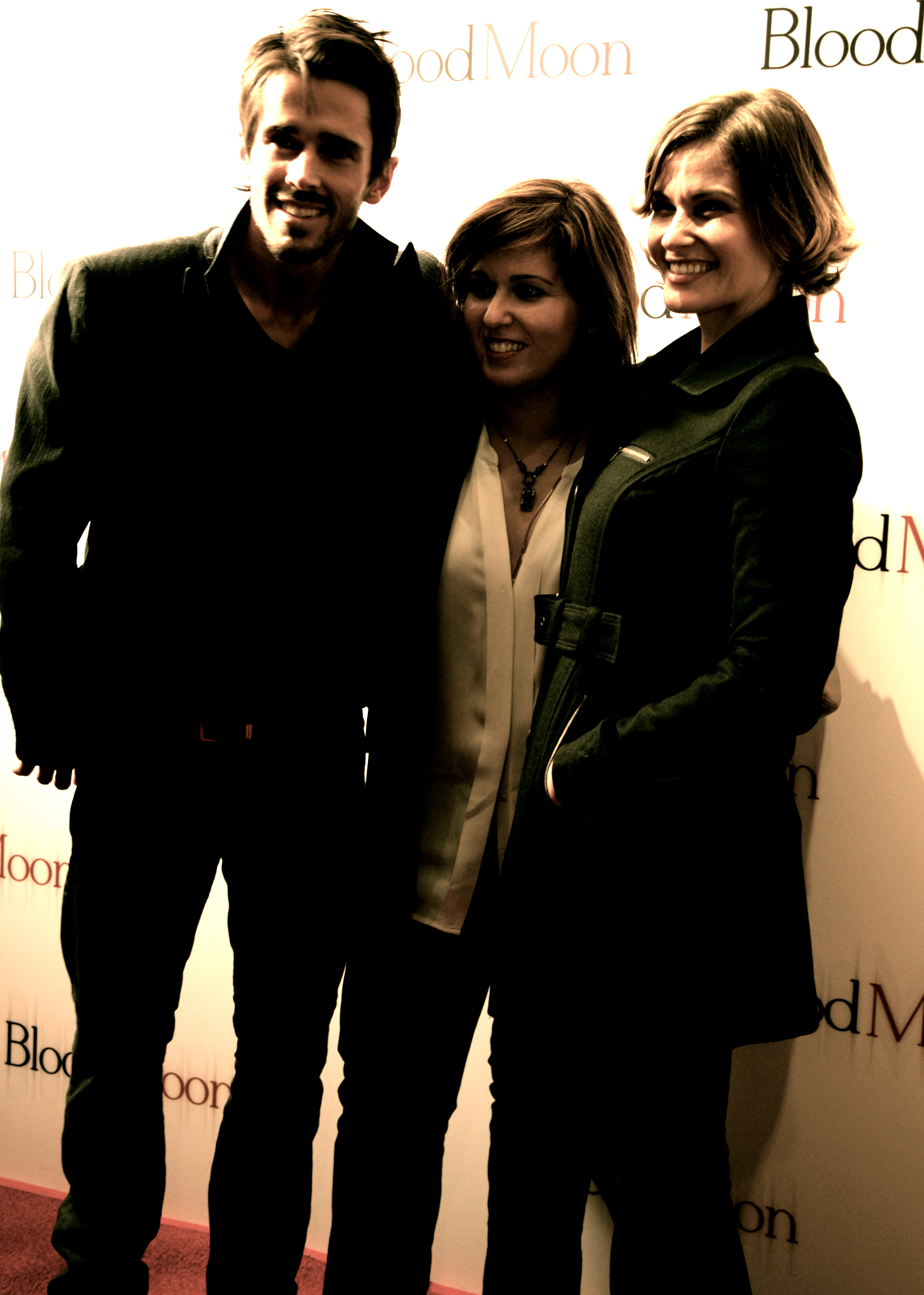 Farnaz, Brandon Beemer, and Marissa Tait at the premier (screening) of BLOOD MOON at Sony Pictures Studios, 2012.