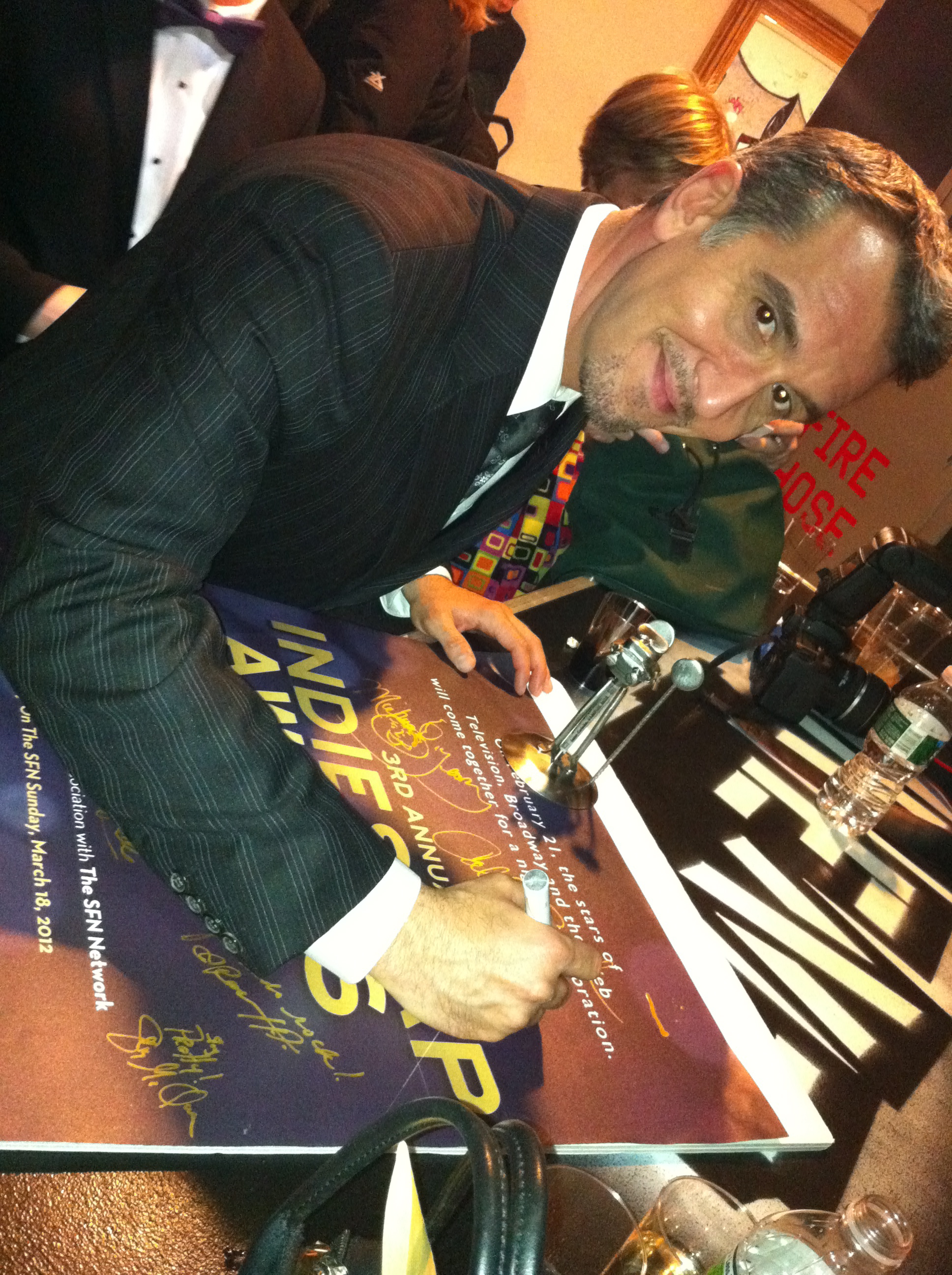 Signing the Indie Soap Awards Winners Poster for receiving BEST ACTOR-Comedy in Vampire Mob