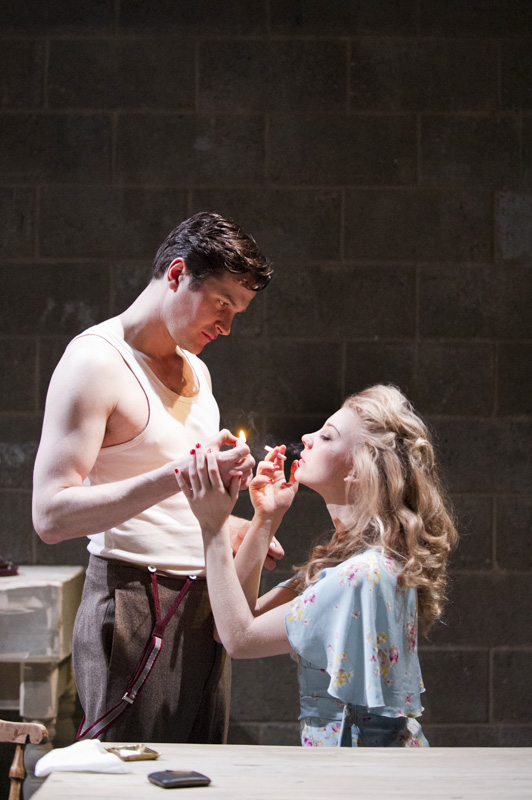 Kieran Bew as John and Natalie Dormer as Julie in Partrick Marber's 'After Miss Julie' at the Young Vic Theatre