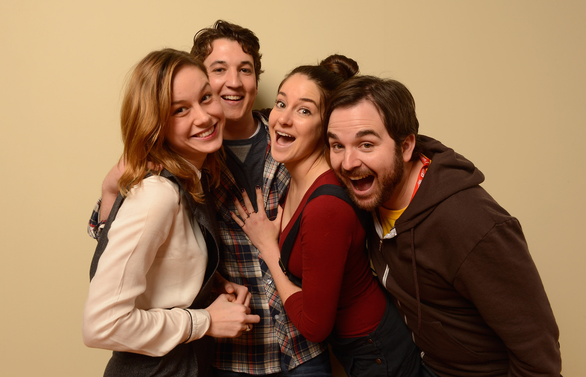 Brie Larson, Shailene Woodley, James Ponsoldt and Miles Teller at event of The Spectacular Now (2013)