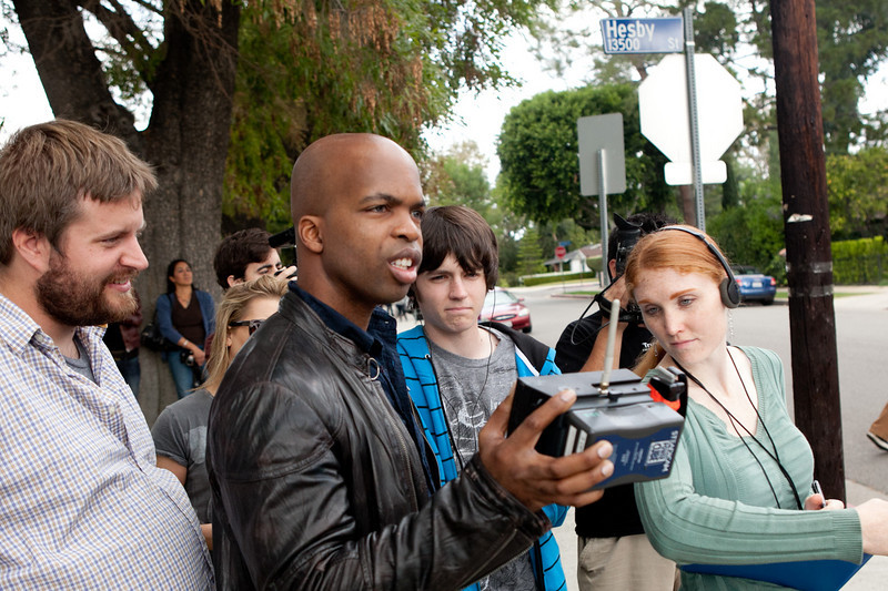 Director Andre Gordon on the set of WISH WIZARD