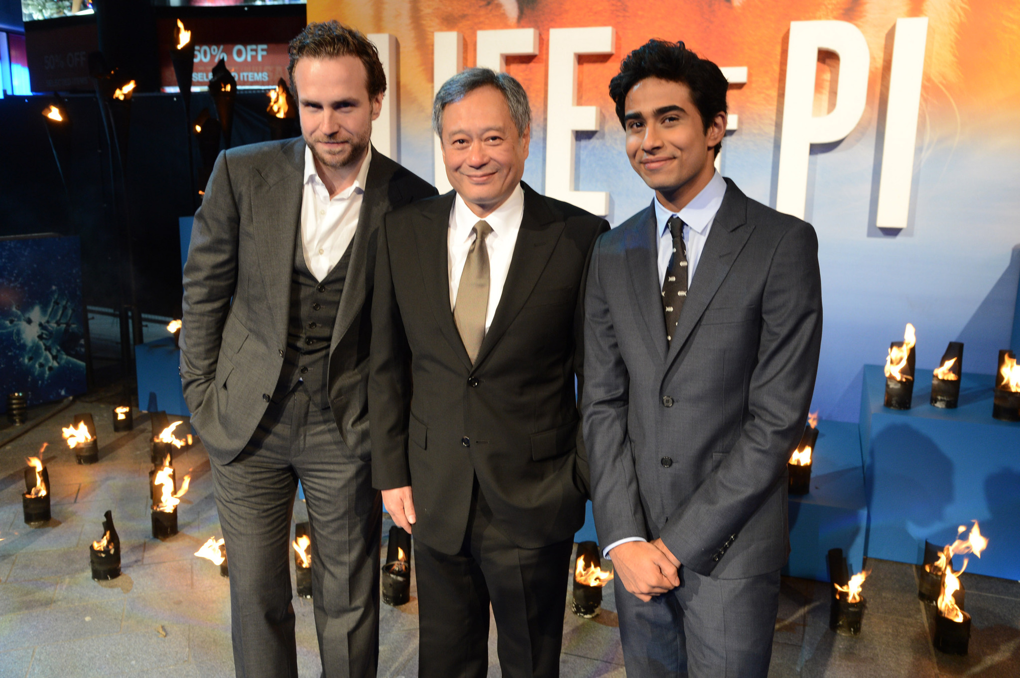 Ang Lee, Rafe Spall and Suraj Sharma at event of Pi gyvenimas (2012)