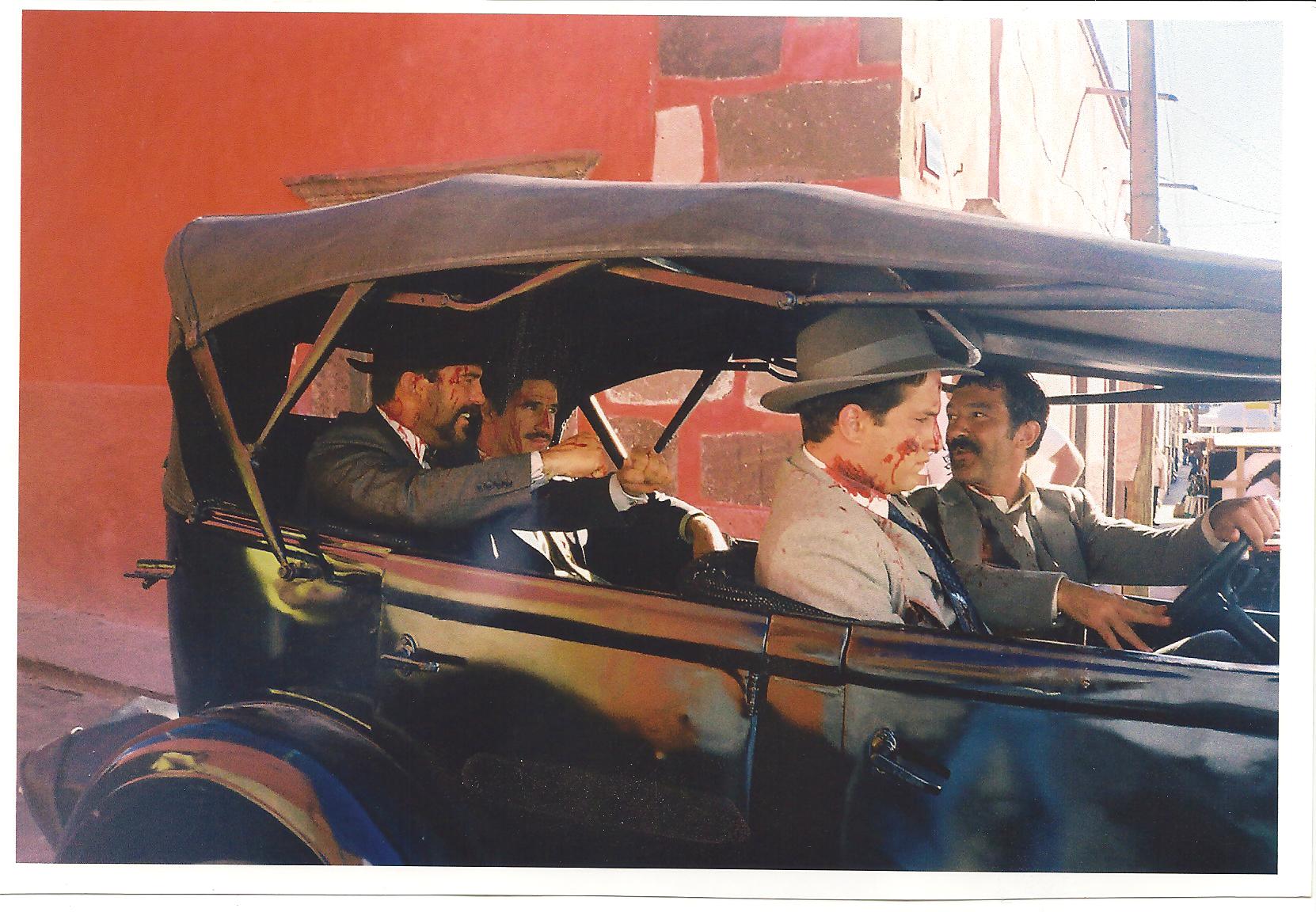 Pancho Villa assasination scene with Antonio Banderas & German Goyeneche. I am in the back seat with German.