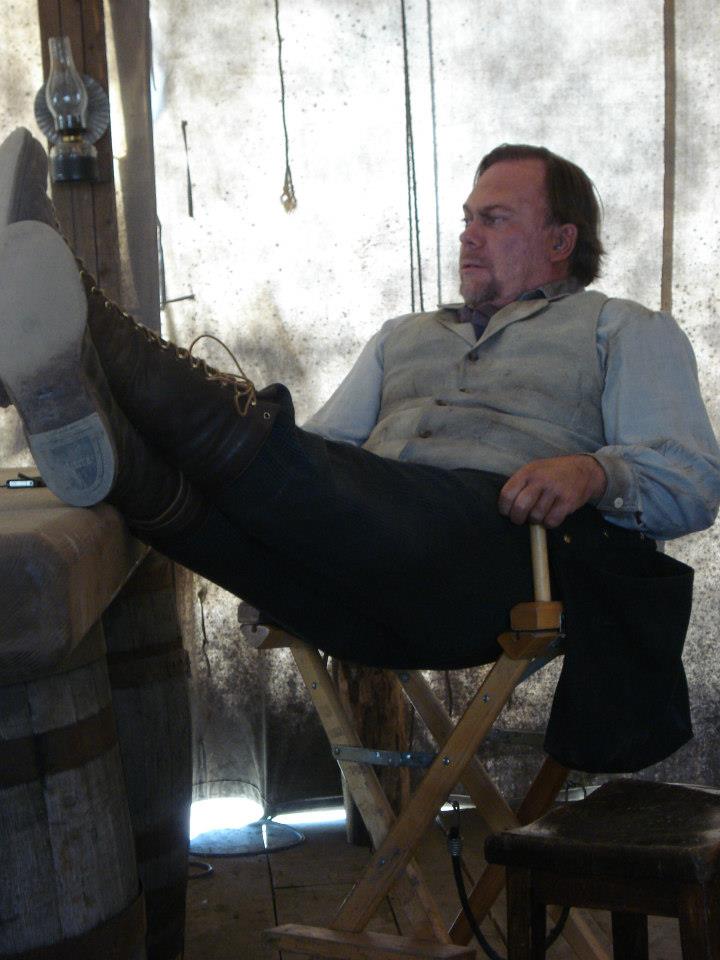 Relaxing on the set of AMC's Hell On Wheels.