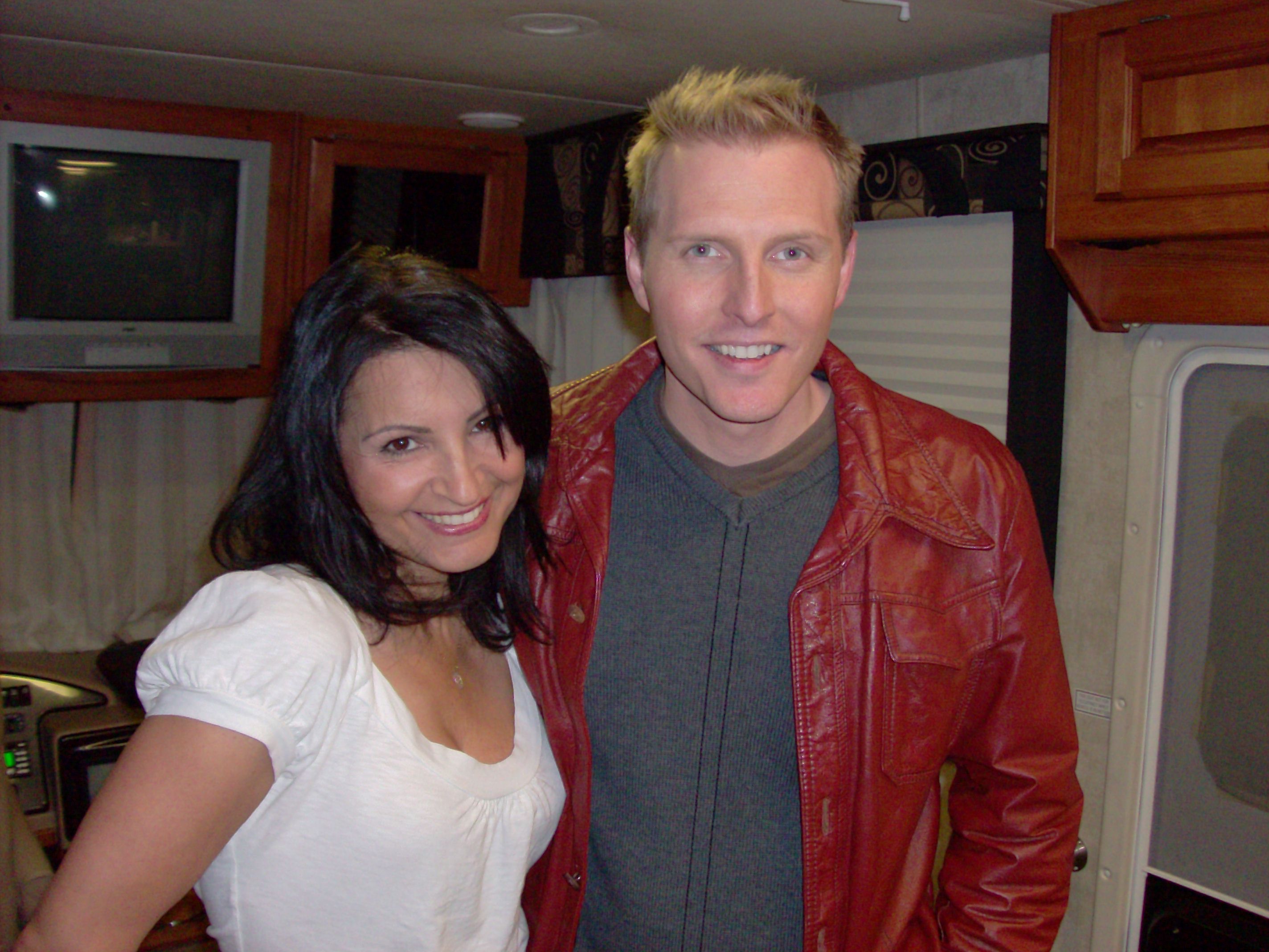 Kathrine Narducci and Barret Walz on set for 