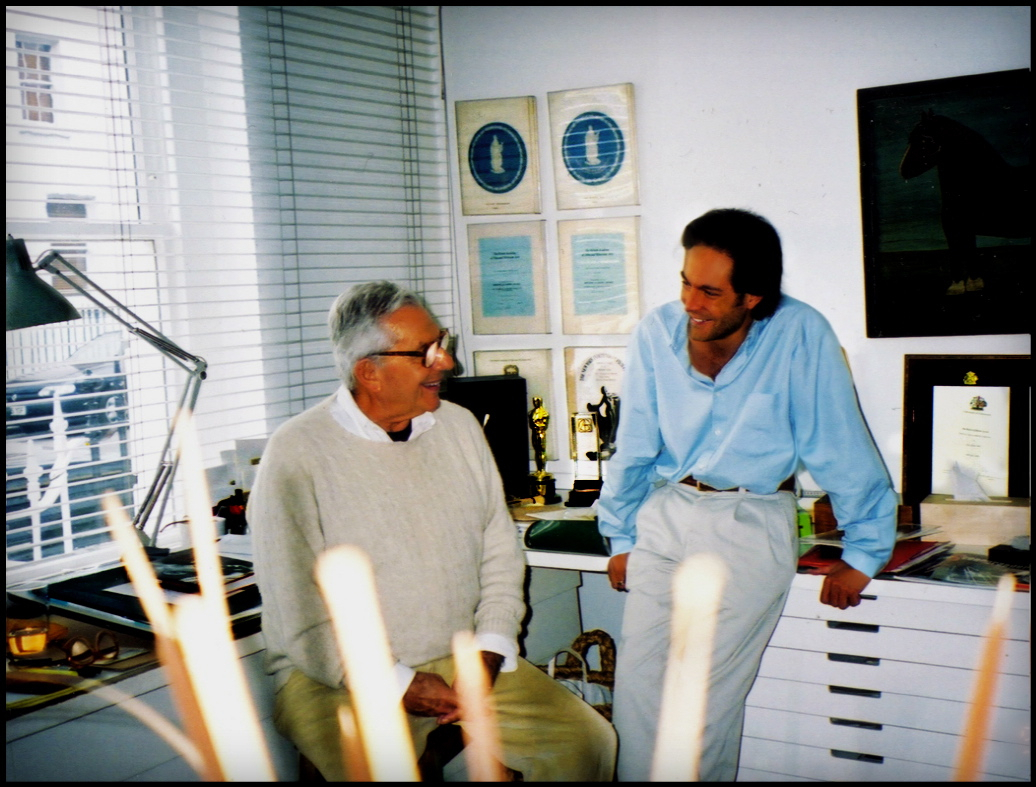 Oscar-winning Production Designer Sir Ken Adam and David Giammarco at home in Knightsbridge, London.