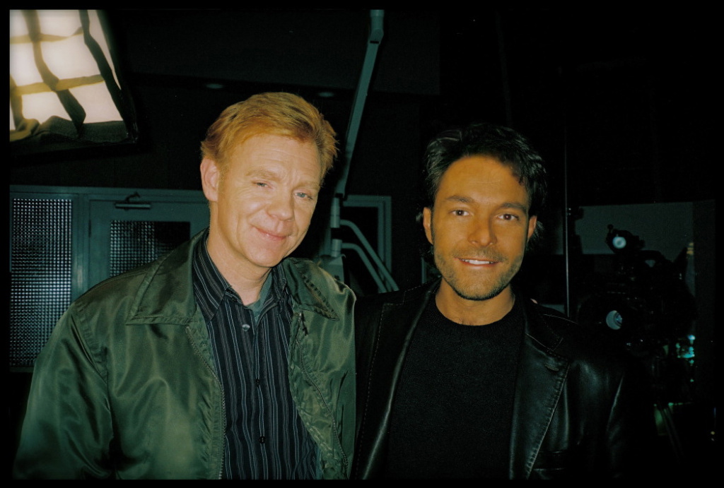 David Giammarco and David Caruso between takes filming 
