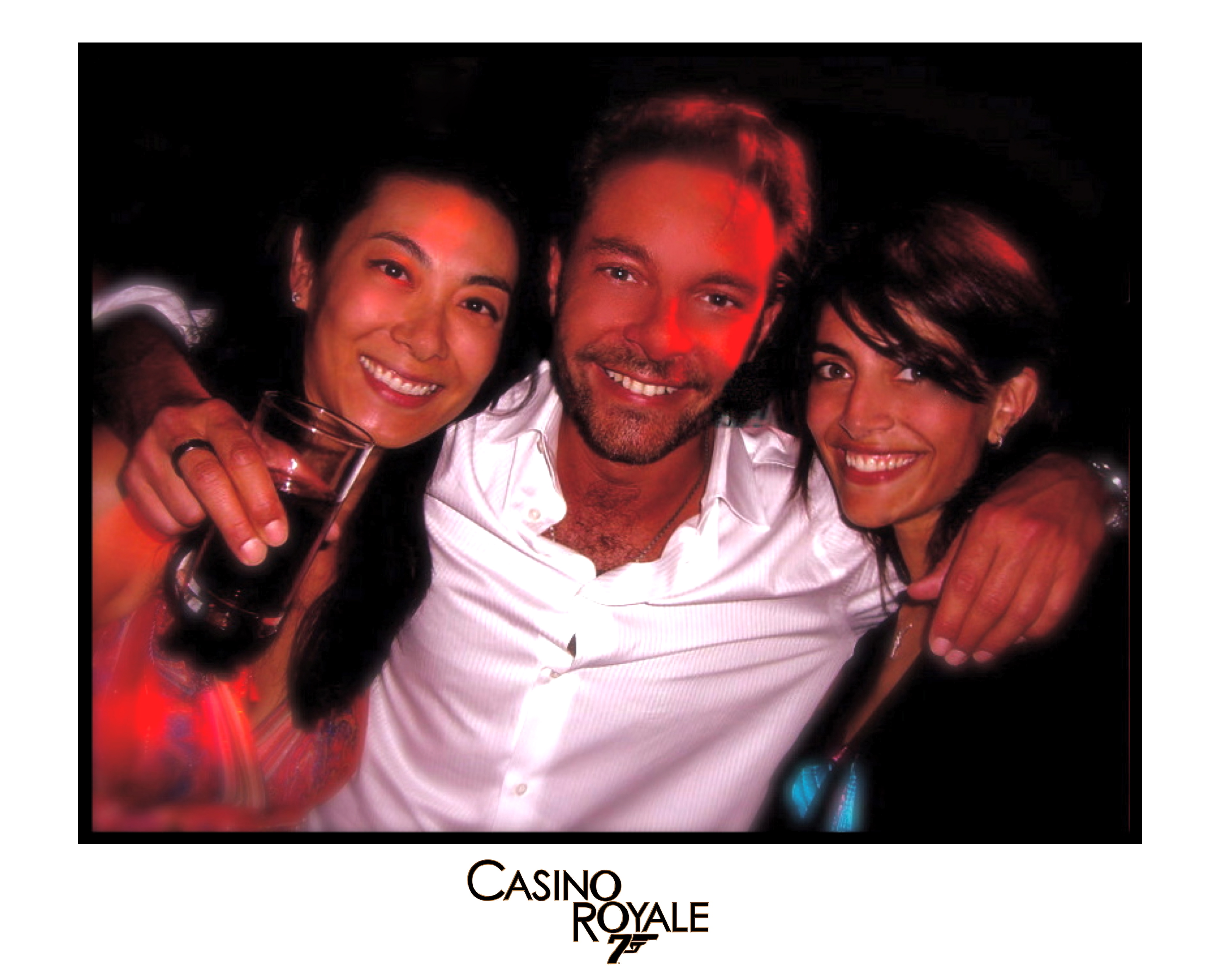 David Giammarco, Annabel Wilson (left), and Caterina Murino on break from filming 