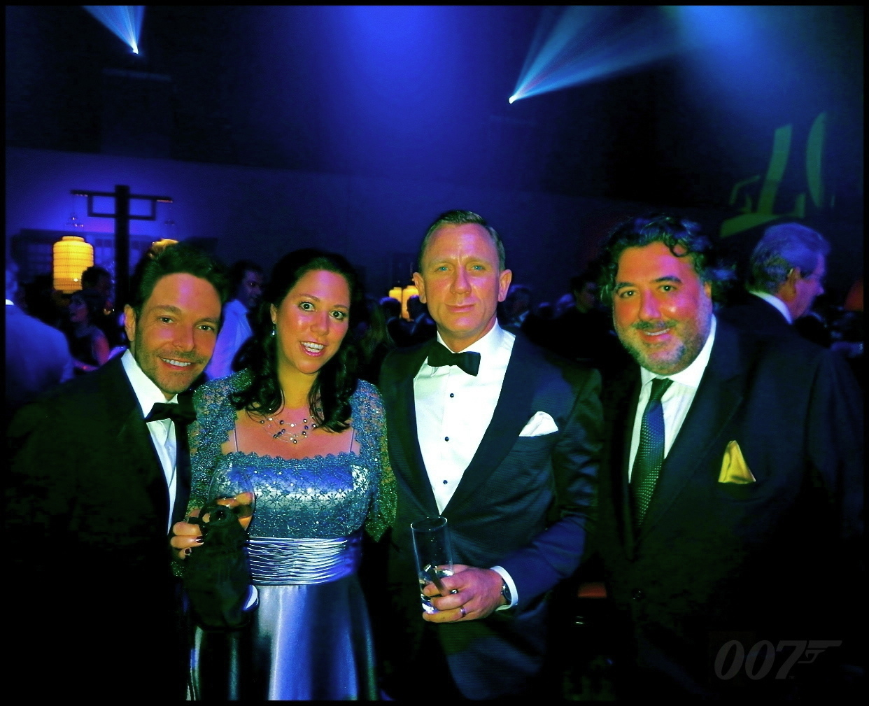(caption left to right:) David Giammarco, Hilary Saltzman, Daniel Craig, and Steven Saltzman attend the Royal World Premiere of 