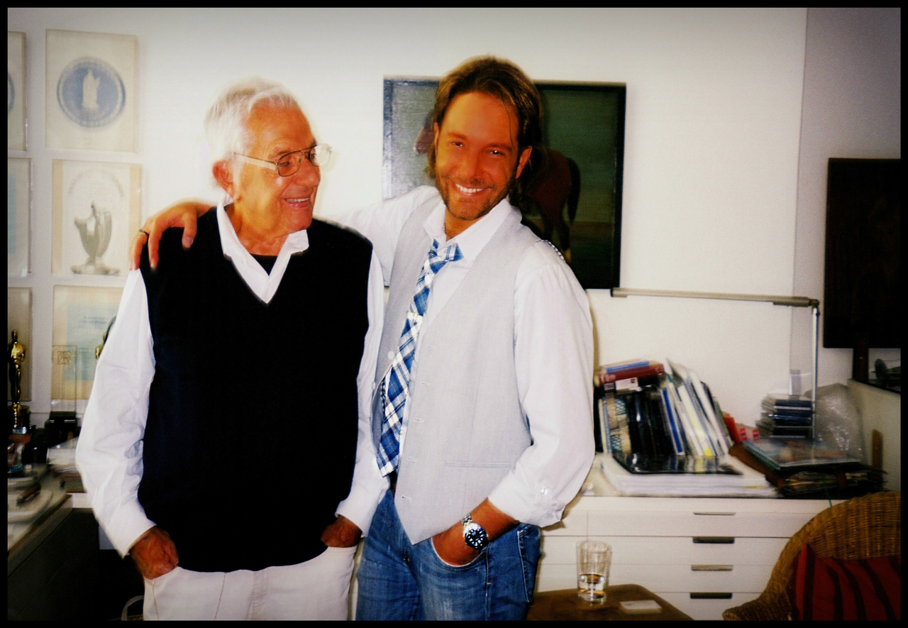 Oscar-winning Production Designer Sir Ken Adam and David Giammarco at home in Knightsbridge, London.