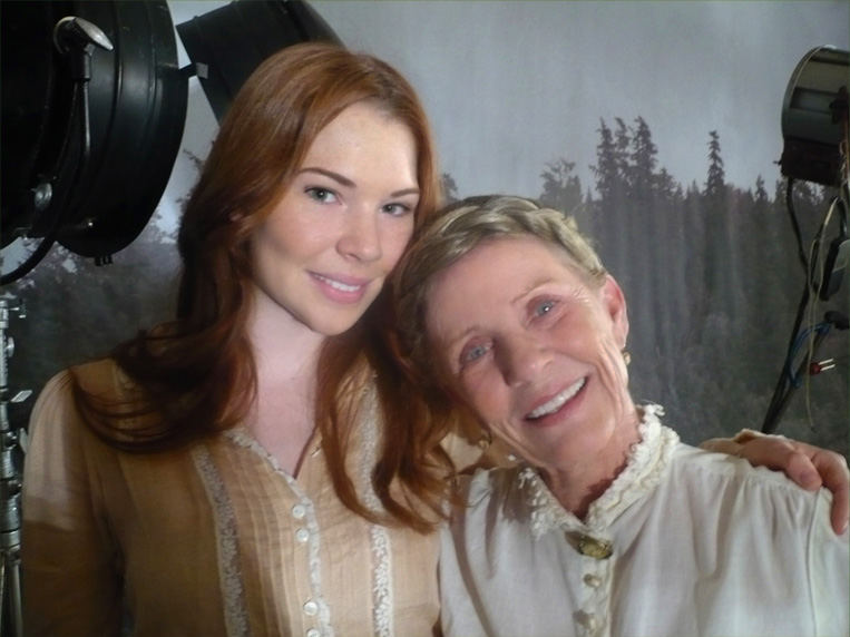Courtney Halverson and Patty Duke on the set of Love Finds a Home.