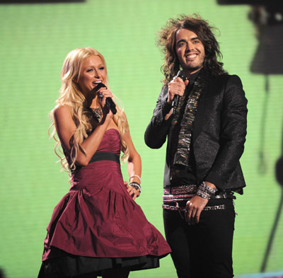 Paris Hilton and Russell Brand