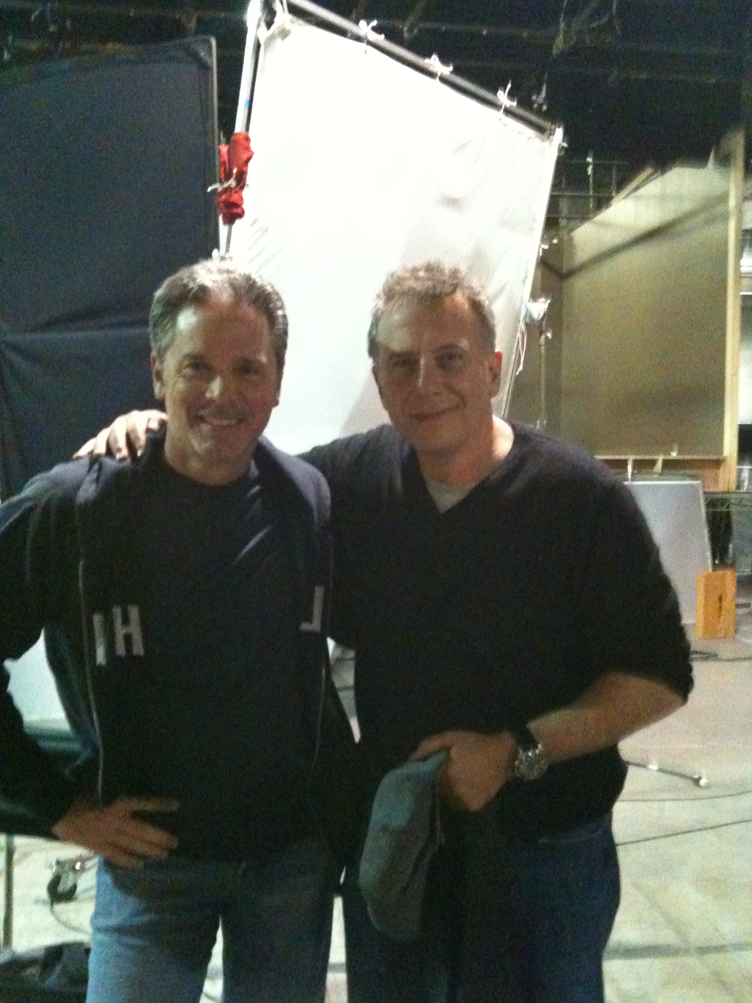 Still of Michael Keeley and Paul Reiser on the set of The Paul Reiser Show