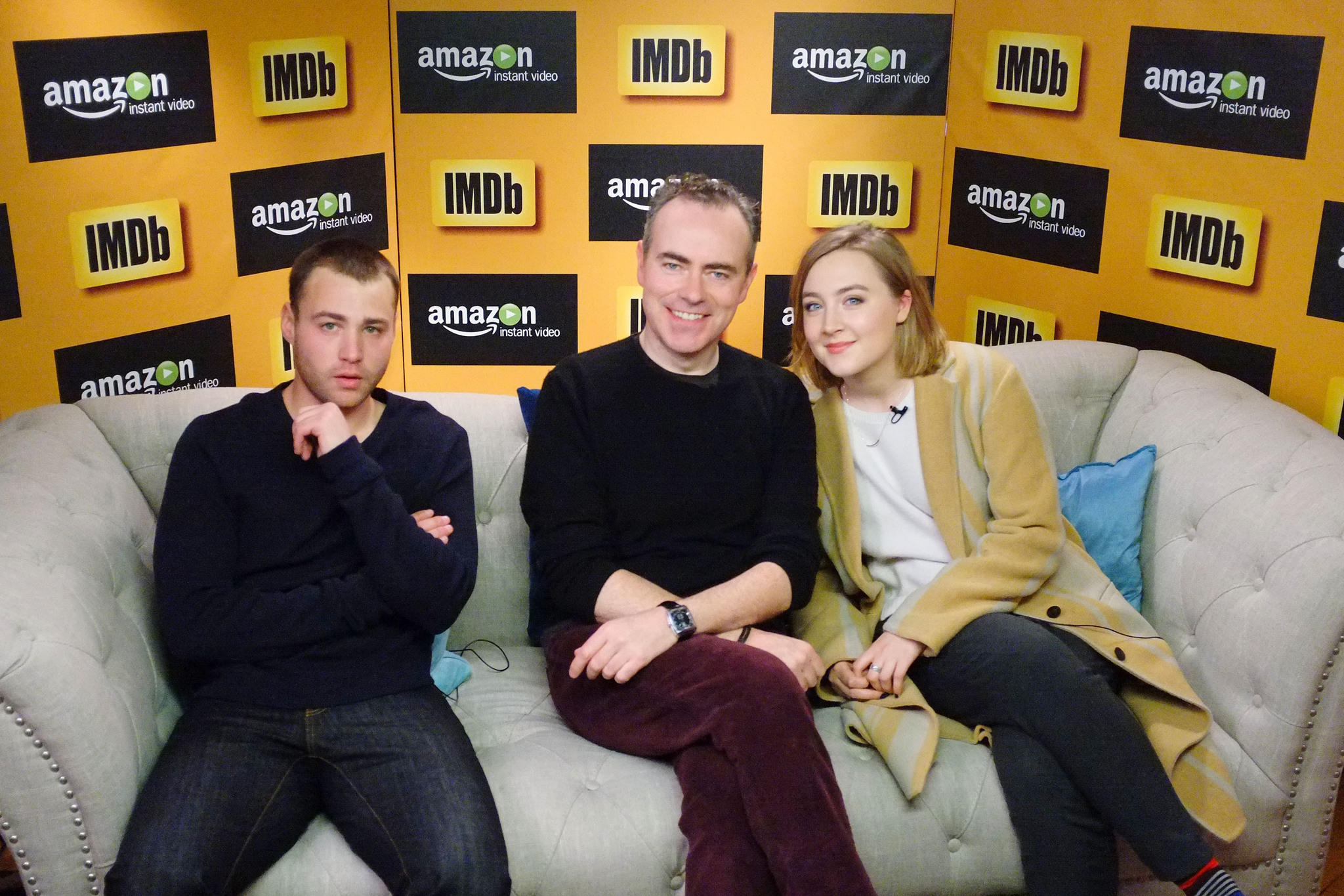 John Crowley, Saoirse Ronan and Emory Cohen at event of IMDb & AIV Studio at Sundance (2015)