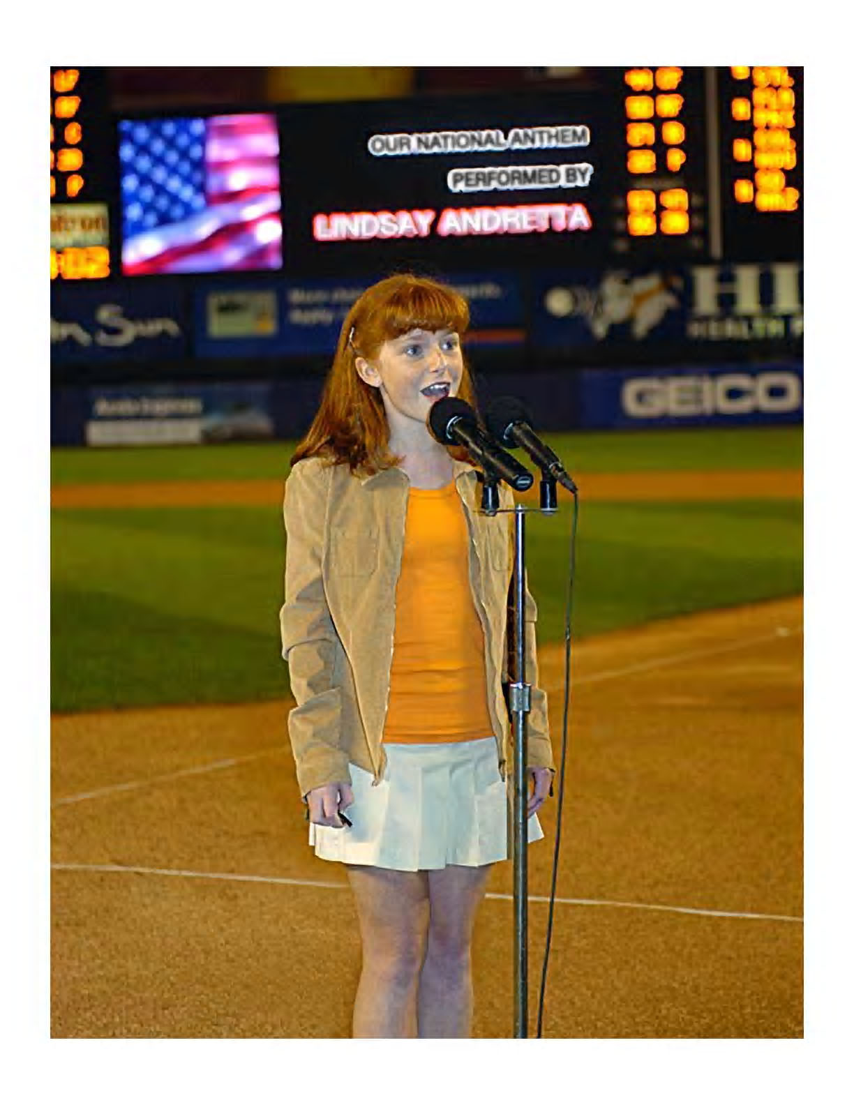 Singing the National Anthem at Shea Stadium for the NY Mets: age 12