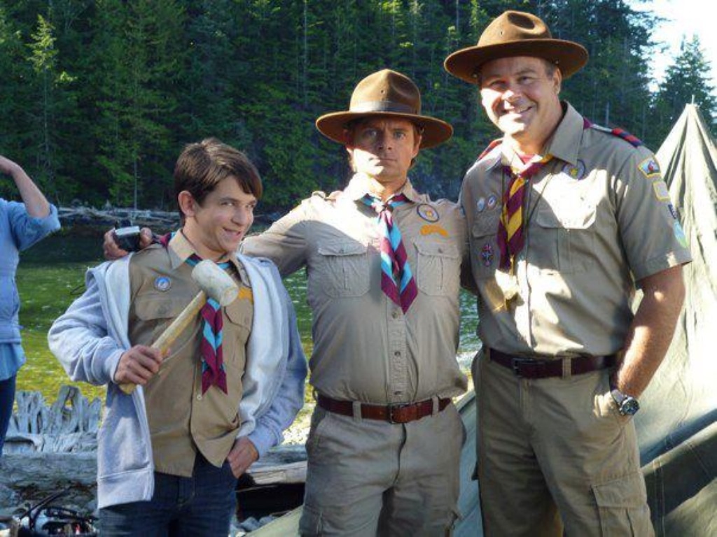 On set of Diary of a Wimpy Kid Dog Days With Cast Members Zachary Gordon, Steve Zahin and Philip Maurice Hayes.