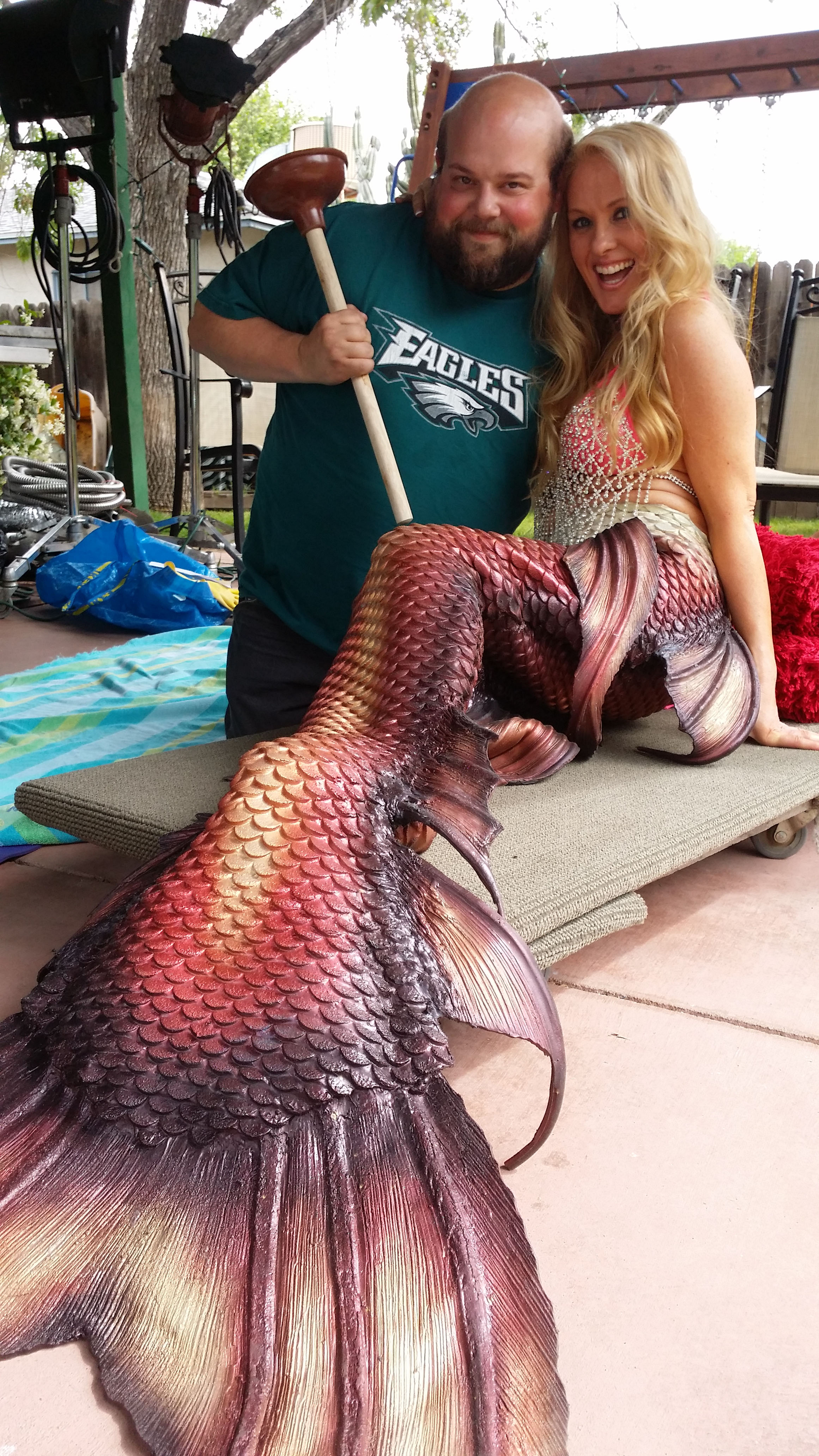 Darcy Donavan as the Mermaid on on the set of the Moviemaze Film 