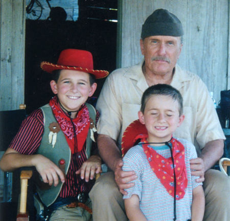 Mitchel Musso, Robert Duvall, and Marc Musso on the set of 