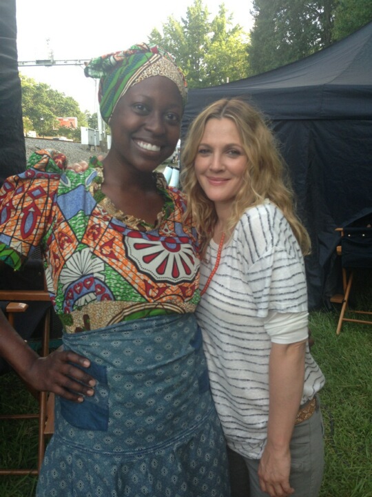 Christine Horn with Drew Barrymore on the set of BLENDED.