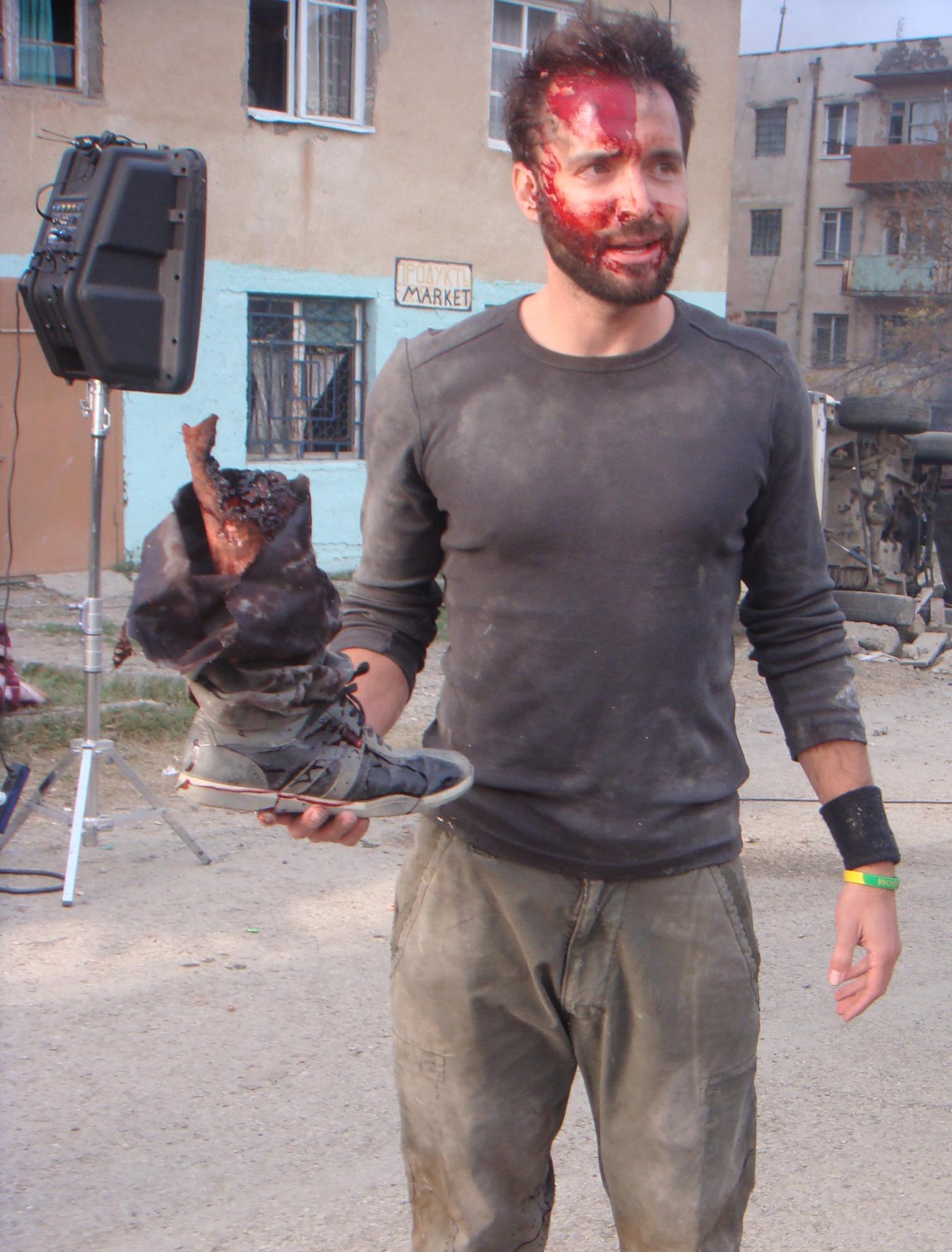 Luke on the set of 5 Days of War