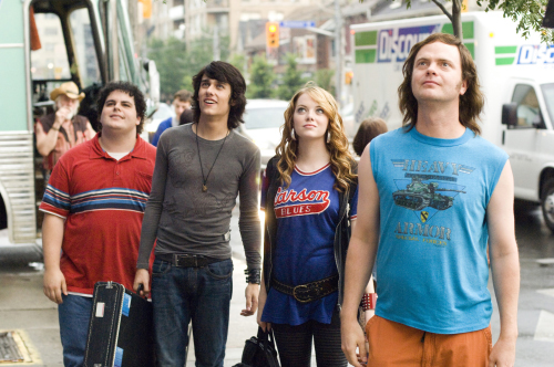 Still of Rainn Wilson, Josh Gad, Emma Stone and Teddy Geiger in The Rocker (2008)