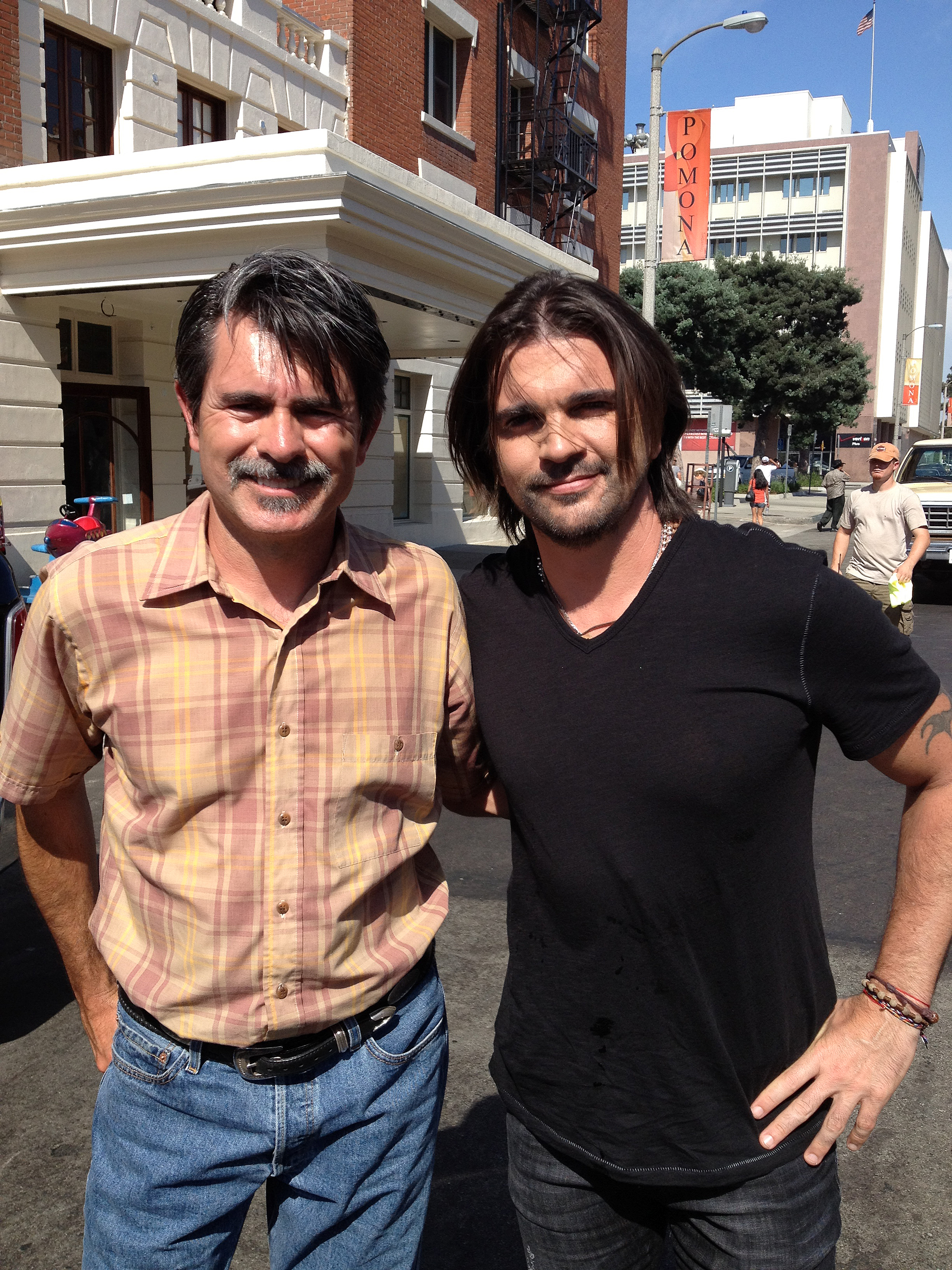 Francisco Javier and Juanes During the shooting of the Commercial 