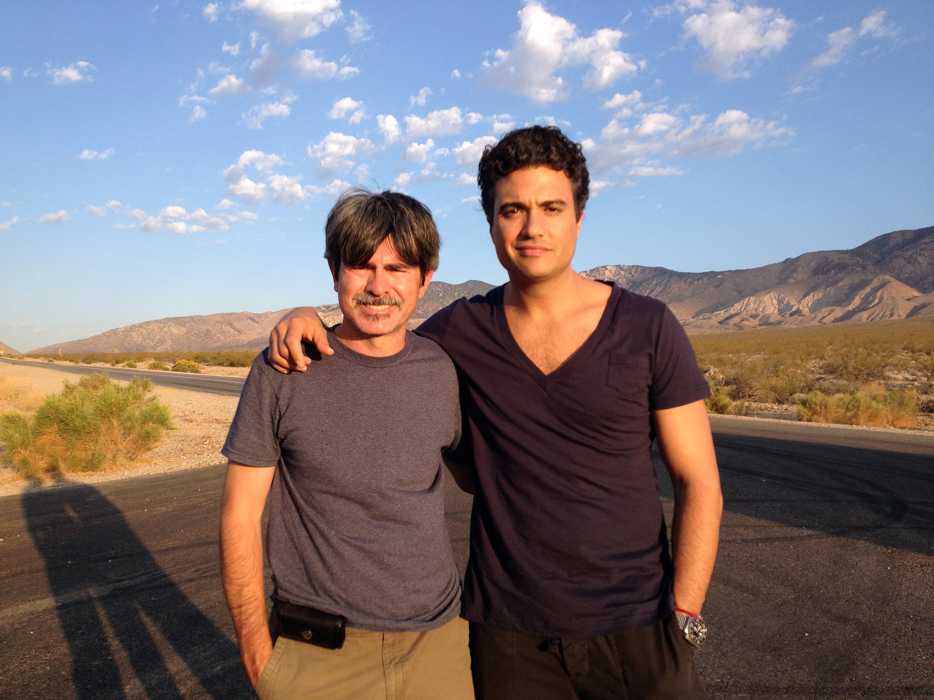 Francisco Javier and Jaime Camil During the shooting of the Short movie 