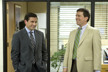 Still of Steve Carell and Ed Helms in The Office (2005)