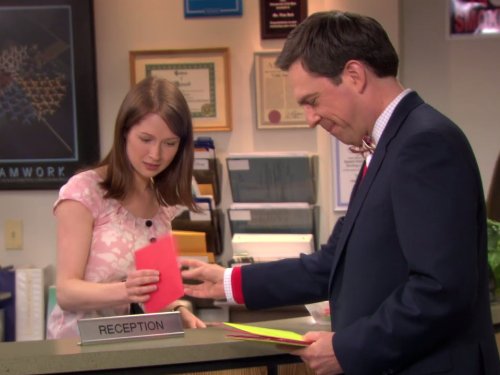 Still of Ed Helms and Ellie Kemper in The Office (2005)