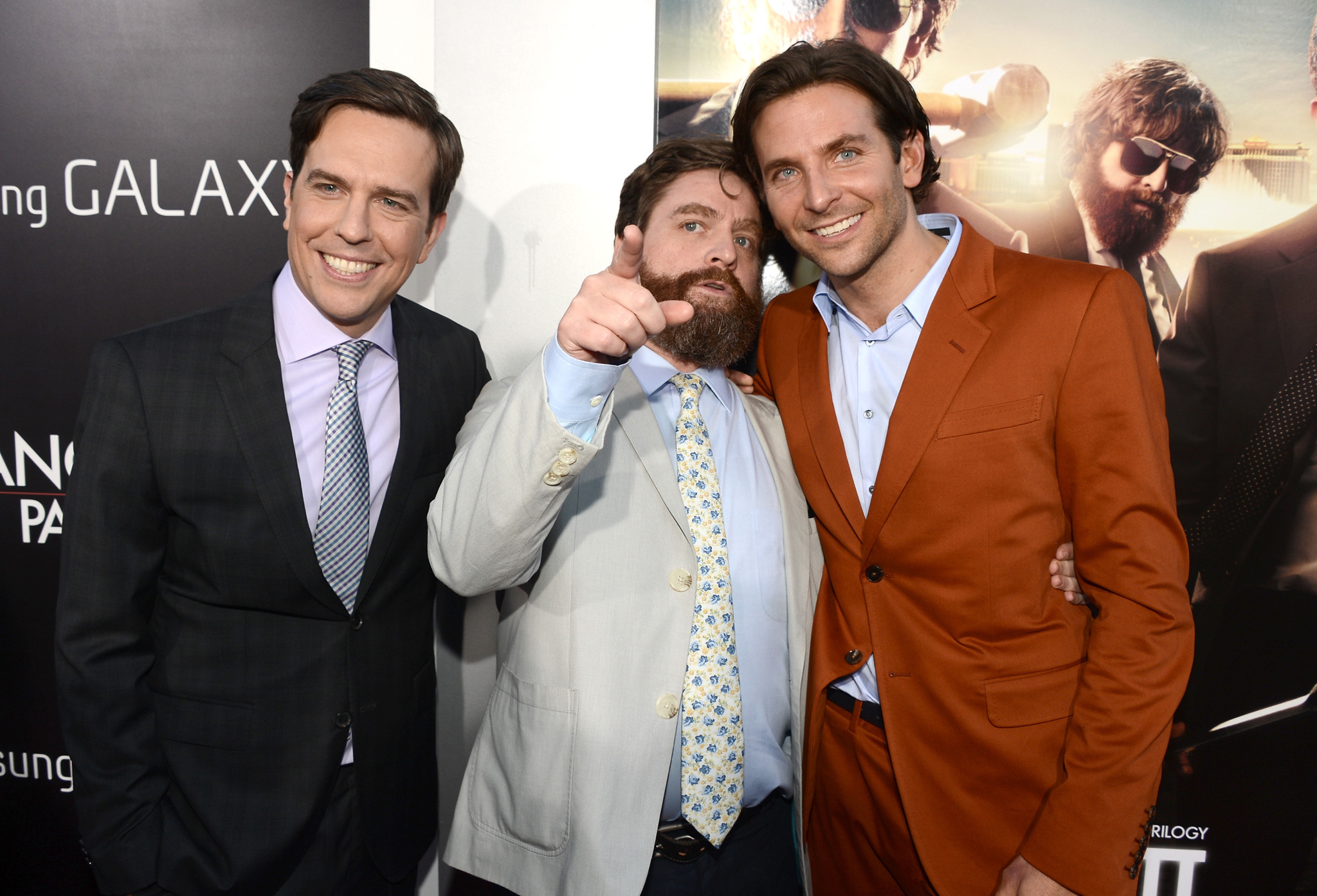 Bradley Cooper, Zach Galifianakis and Ed Helms at event of Pagirios 3: velniai zino kur (2013)