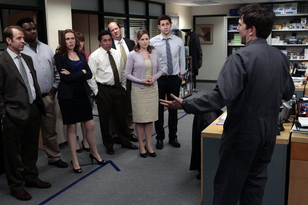 Still of Paul Lieberstein, John Krasinski, Ed Helms, Brian Baumgartner and Ellie Kemper in The Office (2005)