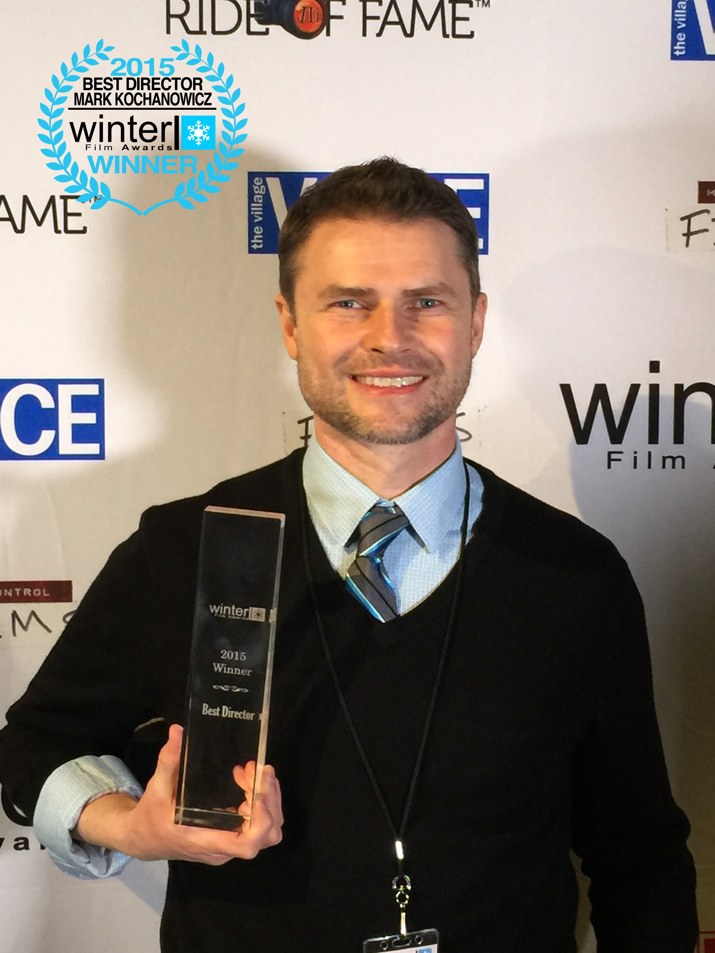 Mark Kochanowicz wins the Best Director Award at the 2015 Winter Film Awards in New York City for 