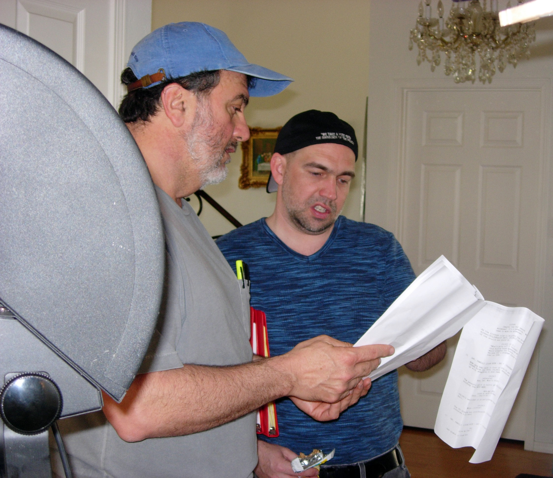 1st A.D. Frank Battaglia consults with Jon Teboe, Director/Co-Producer of 