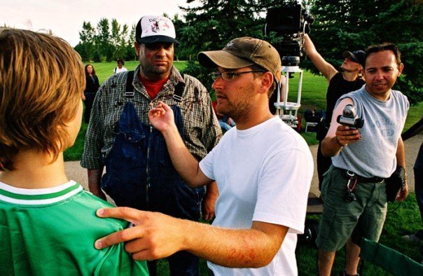James Whittingham with director Lowell Dean on the set of Doomed (2006)
