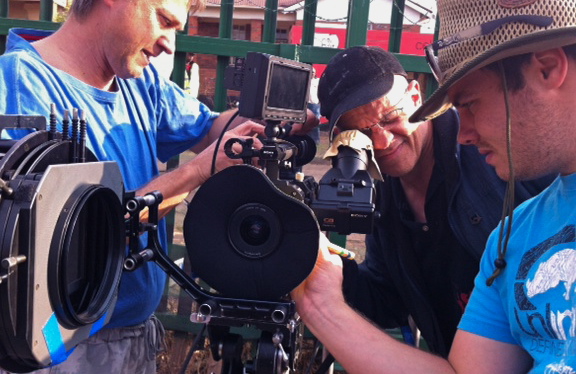 Writer / Director, Andrew Herold on the set of Working For Willie.