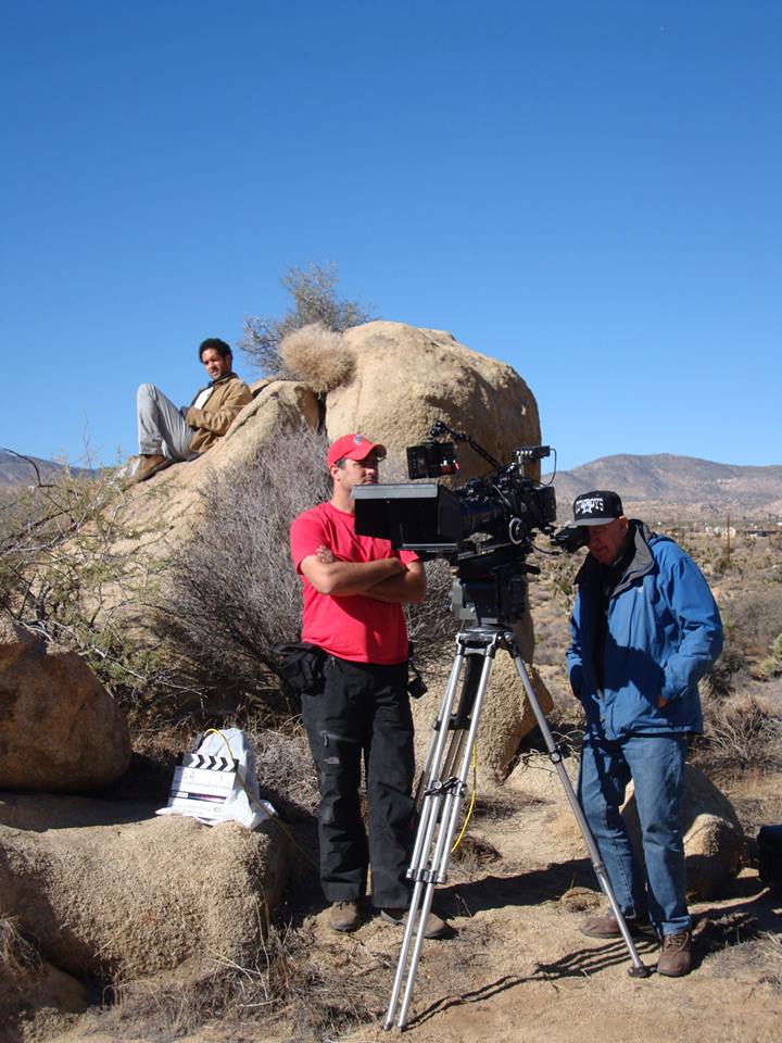 Actor Carlos Bosch, Camera Assistant Josh Friz, and Cinematographer Phil Meheux on the set of 