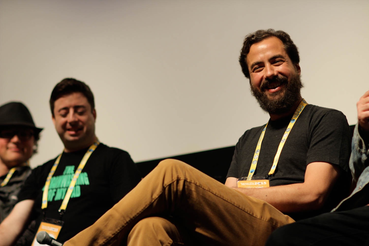 Eric Weinrib joins Doug Benson, Geoff Tate, Adam Rackoff, Boman Modine, Bob Mankoff, Douglas Tirola and Bob Byington on the Comedy Panel at the Traverse City Film Festival (City Opera House, August 1, 2015)