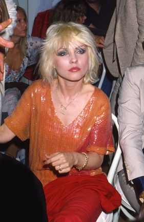 Deborah Harry lead singer of Blondie wearing Stephen Sprouse circa 1979