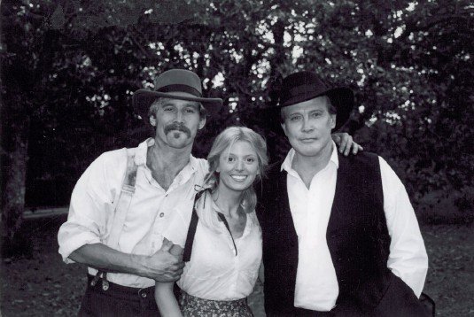 Candid of Julian Adams, Gwendolyn Edwards and Lee Majors from The Last Confederate