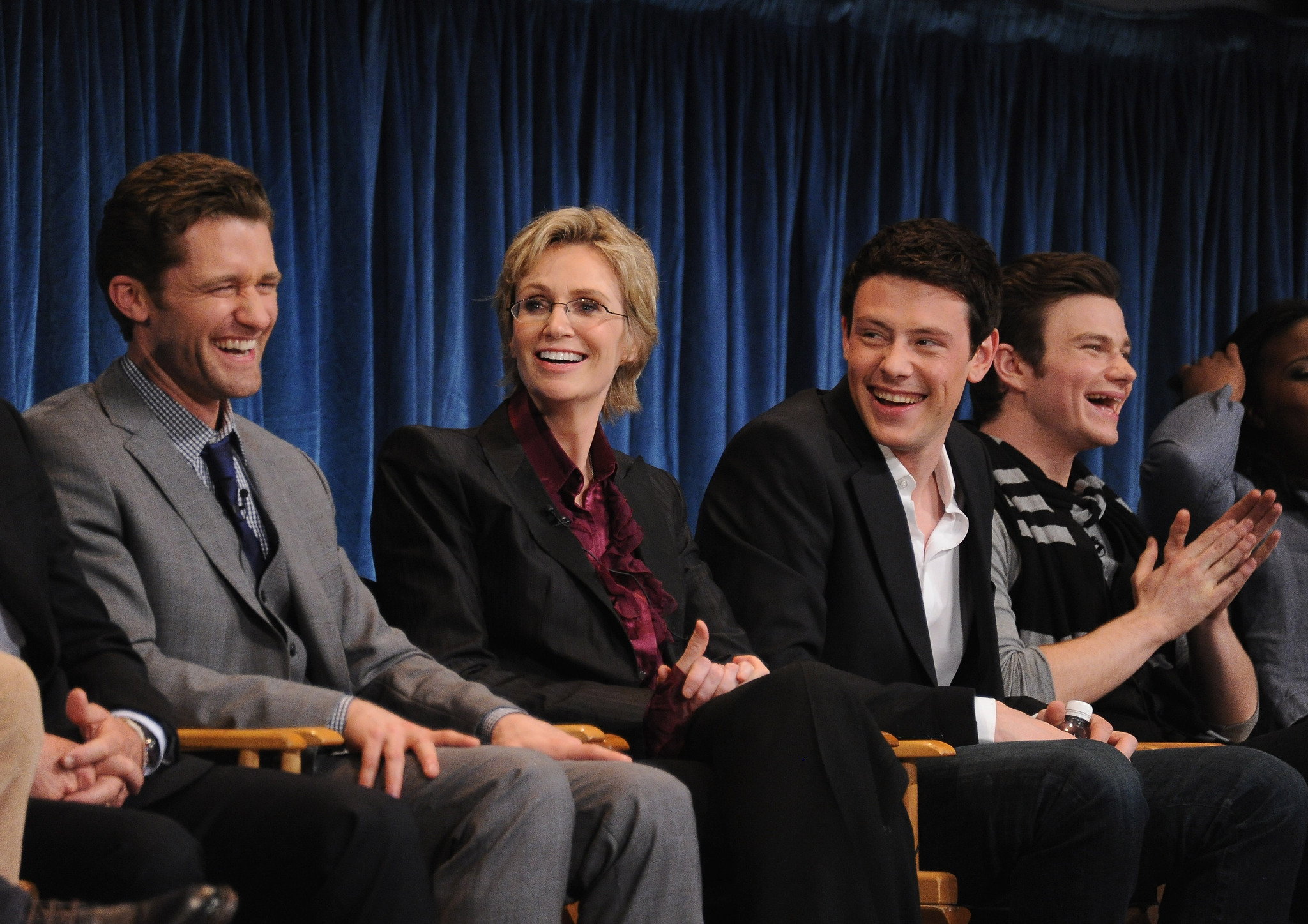 Jane Lynch, Matthew Morrison and Cory Monteith at event of Glee (2009)