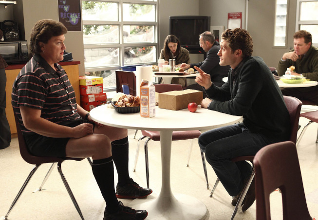 Still of Dot-Marie Jones and Matthew Morrison in Glee (2009)