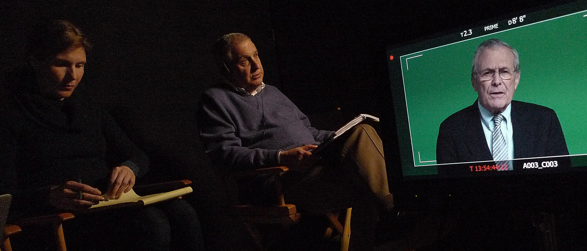 Still of Errol Morris and Donald Rumsfeld in The Unknown Known (2013)