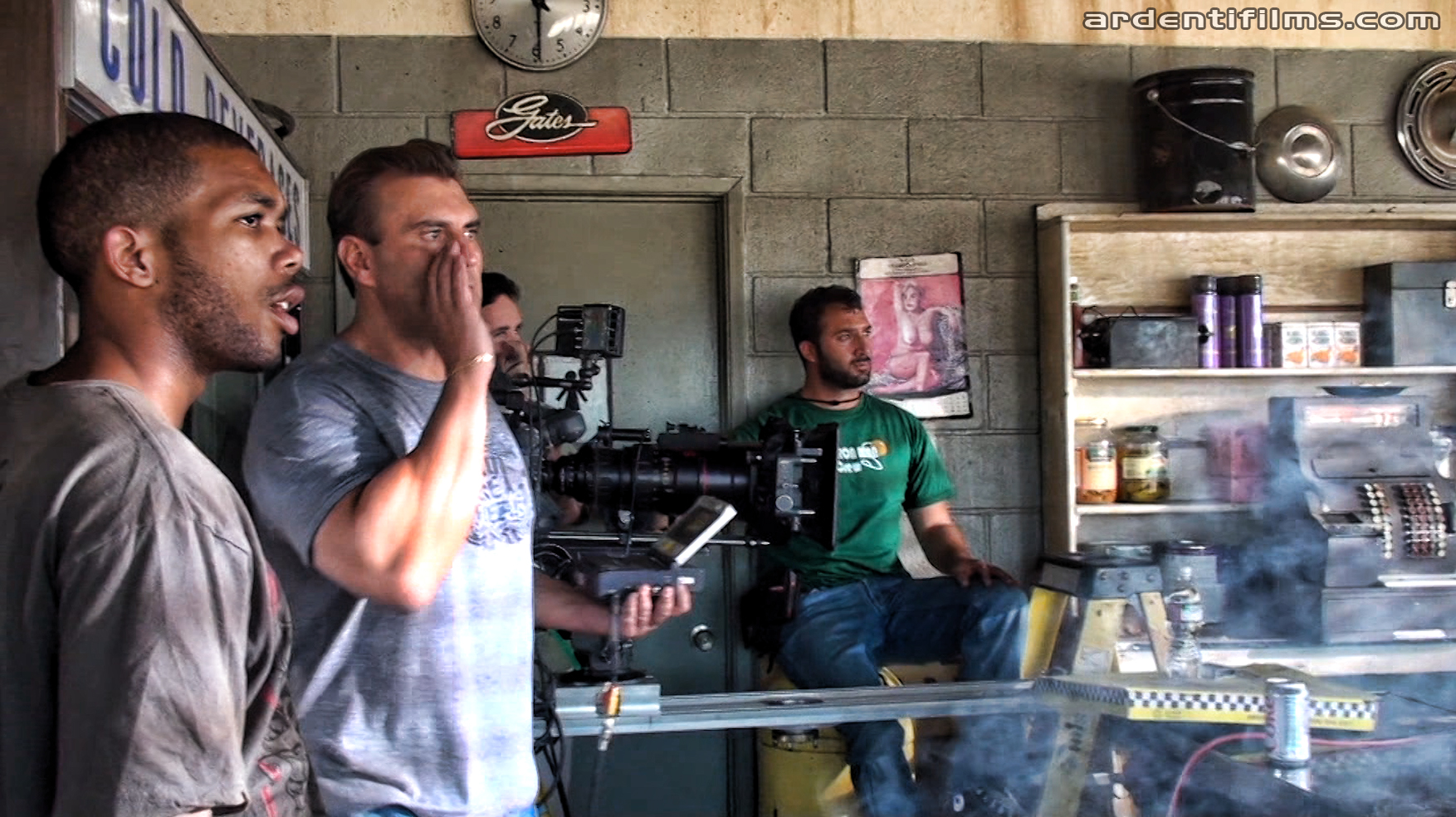 Alex Ardenti on set: Scorpion Helmets commercial 35mm