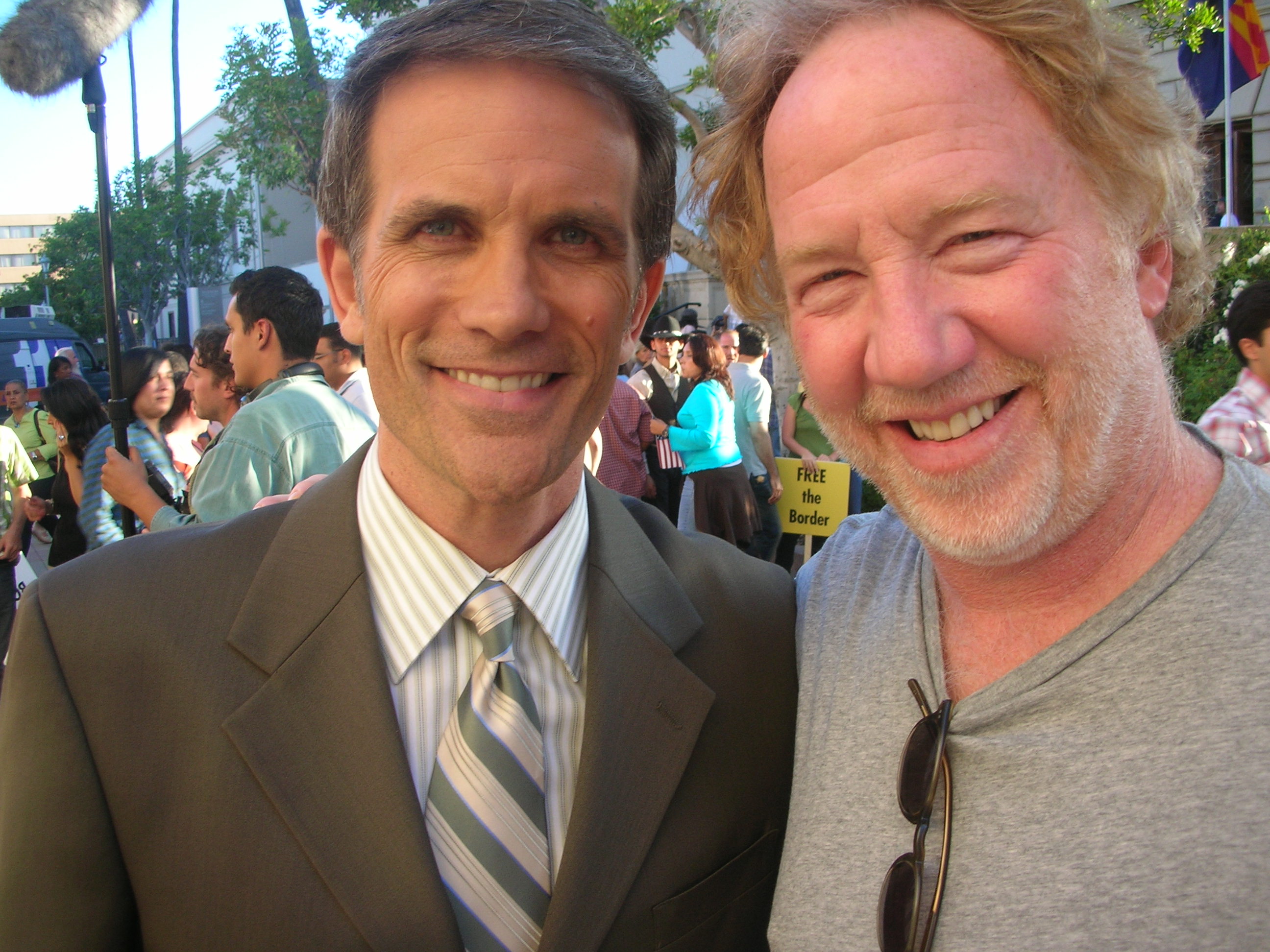 Mel Fair and Timothy Busfield on the set of Outlaw, episode 