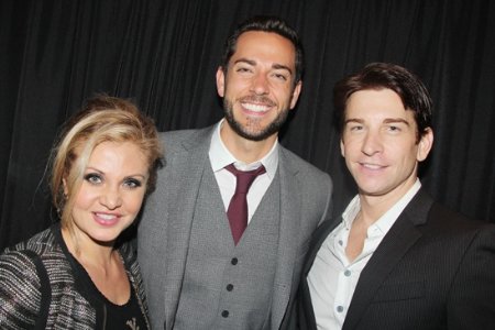Orfeh with husband Andy Karl and Zachary Levi at the opening of First Date on Broadway