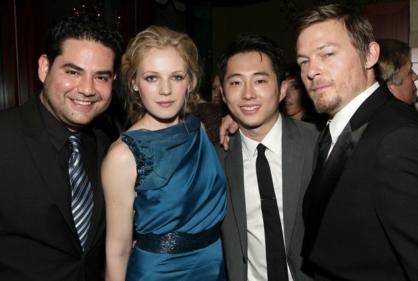 Juan, Emma Bell, Steven Yeun, and Norman Reedus at AMC's Golden Globe party 2011.