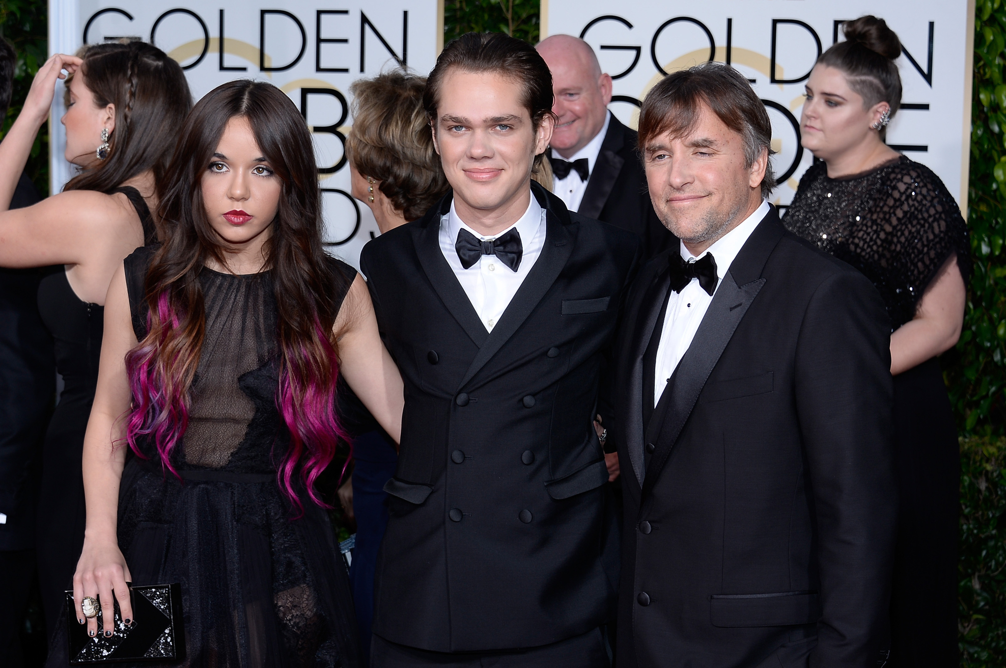 Richard Linklater, Lorelei Linklater and Ellar Coltrane at event of The 72nd Annual Golden Globe Awards (2015)