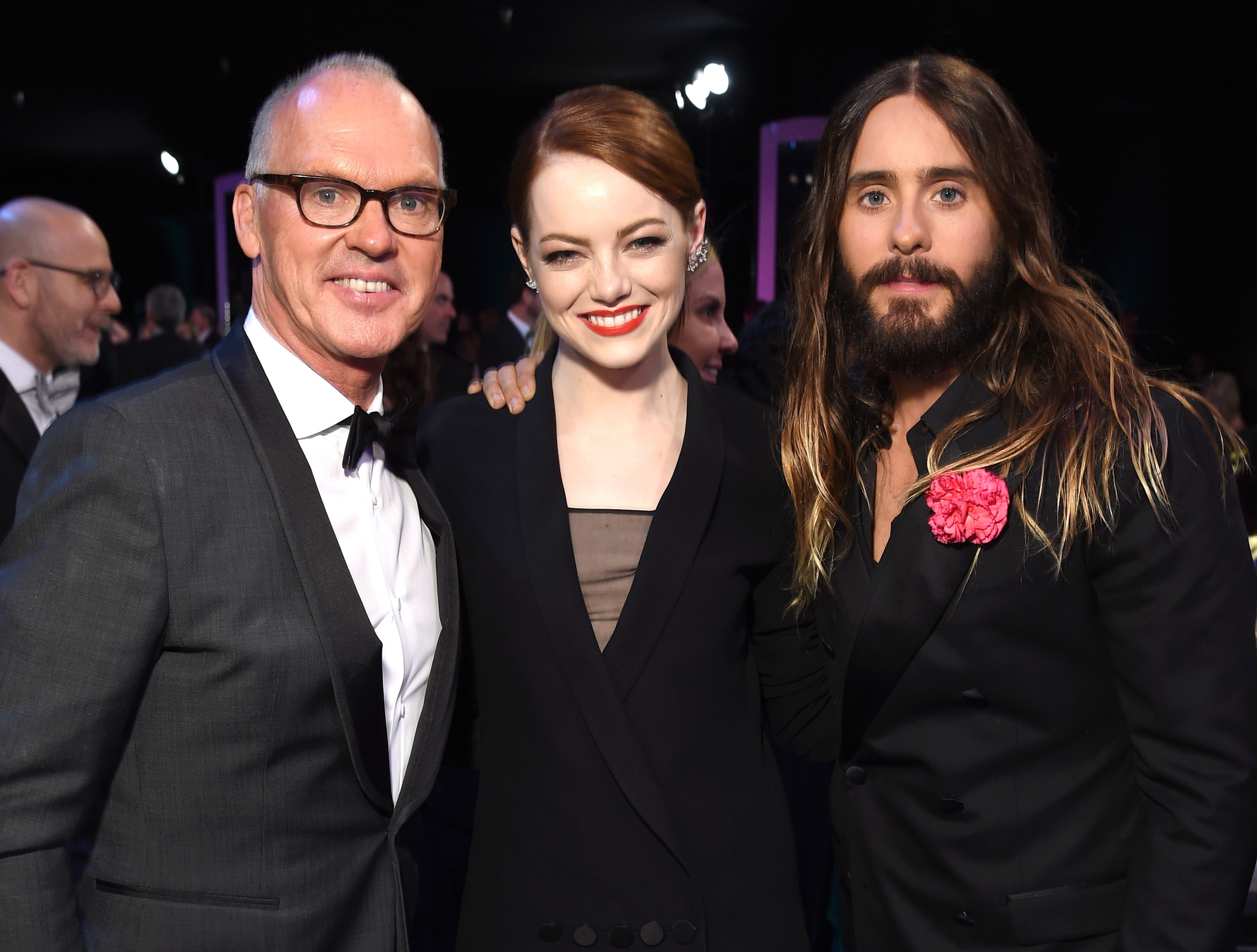 Michael Keaton, Jared Leto and Emma Stone at event of The 21st Annual Screen Actors Guild Awards (2015)